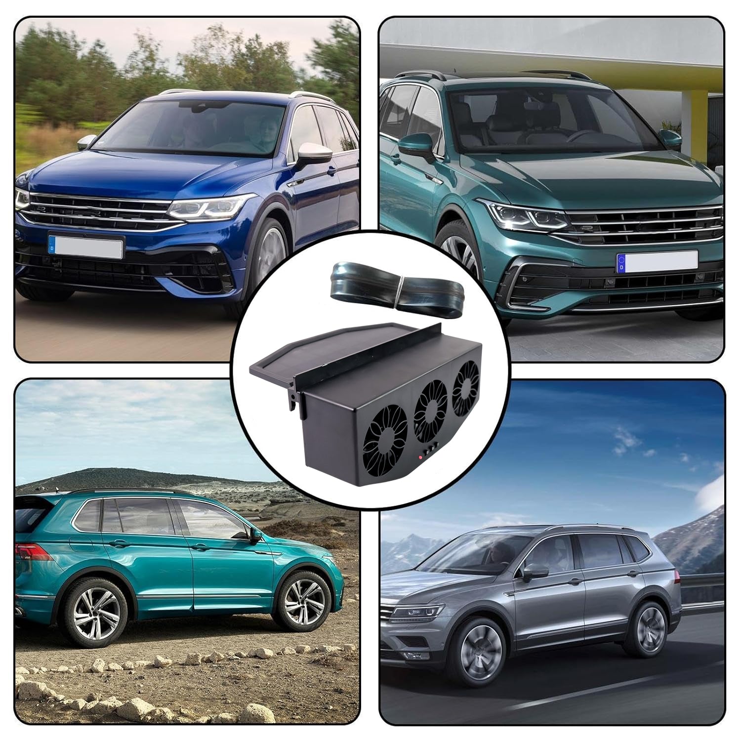 Triple Fan Solar Powered Car Exhaust Ventilation System With Usb Charging